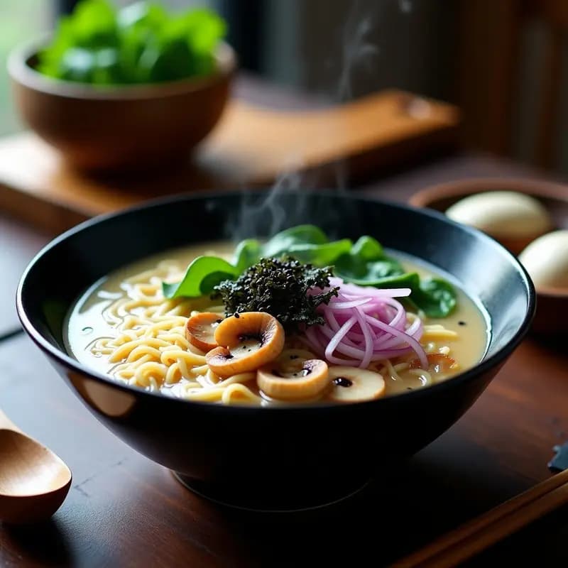 Ramen de Miso con Hongos Shitake y Espinacas Baby: Receta Japonesa Keto y Ligera