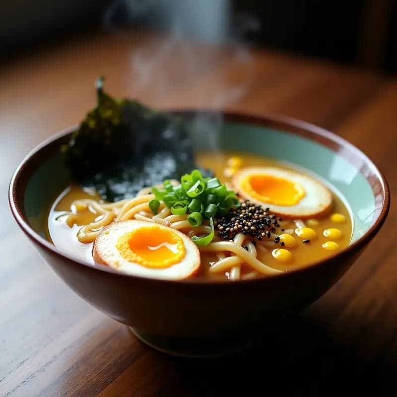 Ramen de Miso con Huevo Marinado y Maíz: Receta Japonesa Vegana y Rápida