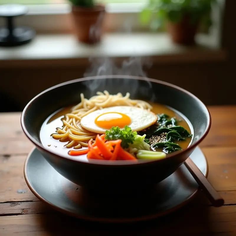 Ramen de Miso con Huevo y Verduras: Sopa Japonesa Alta en Proteína en 20 Minutos