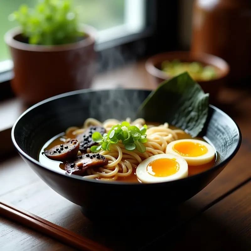 Ramen Japonés de Miso con Caldo de Champiñones y Huevos Marinos: Receta Reconfortante y Keto