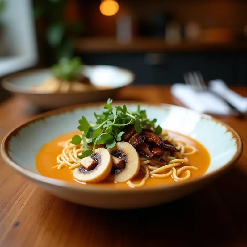 Ramen de Miso con Leche de Coco y Champiñones Portobello: Versión Vegana y Cremosa
