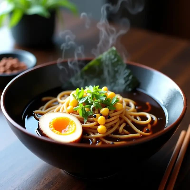 Ramen de Miso Negro con Huevo Marinado y Butter Sweet Corn: Receta Japonesa Gourmet en 25 Minutos