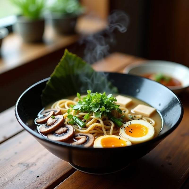 Ramen de Miso con Hongo Shimeji y Espárragos: Receta Japonesa Vegana en 20 Minutos