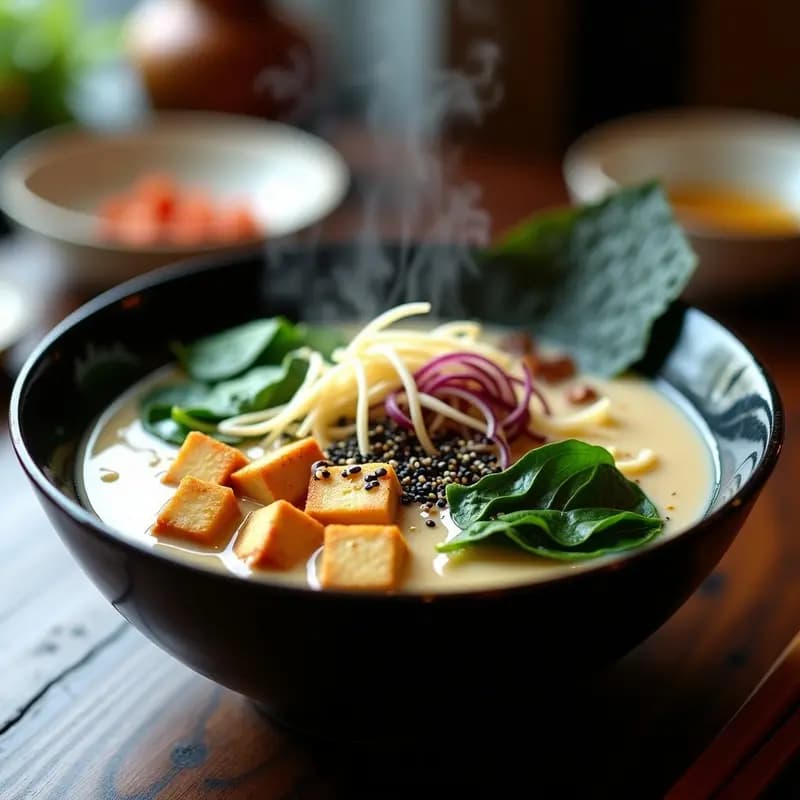 Ramen de Caldo de Miso con Tofu y Espinacas: Receta Japonesa Vegana y Reconfortante