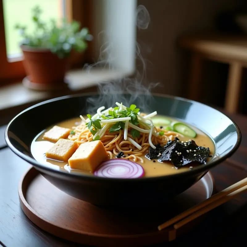Ramen de Miso con Tofu y Vegetales: Receta Japonesa Keto y Sin Fideos Tradicionales