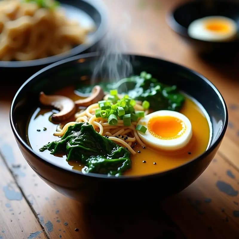 Ramen de Misos con Hongos Shitake y Espinacas: Receta Japonesa Vegana en Thermomix