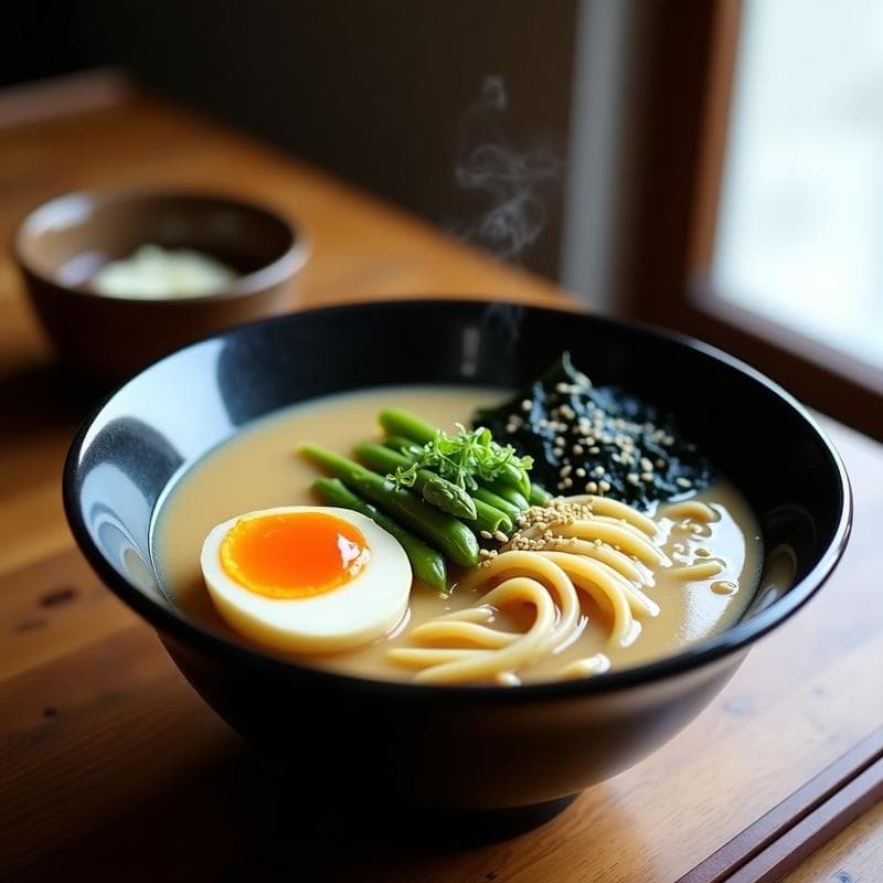 Ramen de Misoshiru con Espárragos y Huevo Escabechado: Receta Japonesa Reconfortante