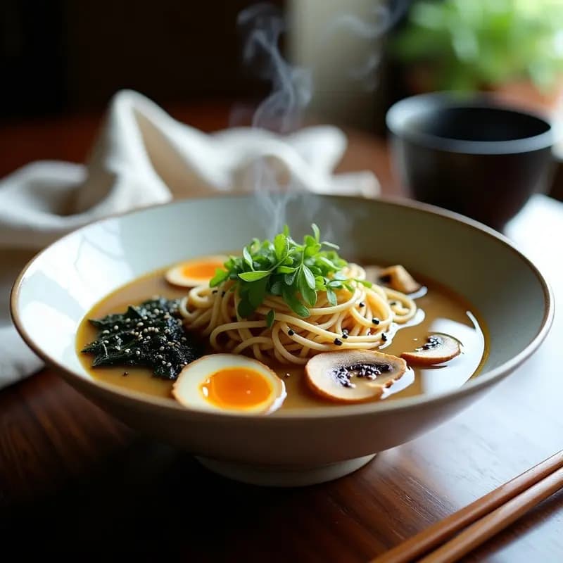 Ramen de Misoshiru con Hongos Shitake y Tofu: Receta Japonesa Vegana y Sin Gluten