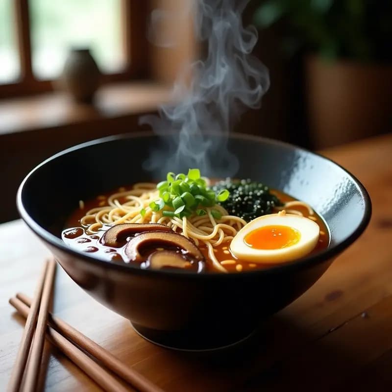 Ramen de Misoz con Champiñones Shimeji y Huevo Marinado: Receta Japonesa Reconfortante en 30 Minutos