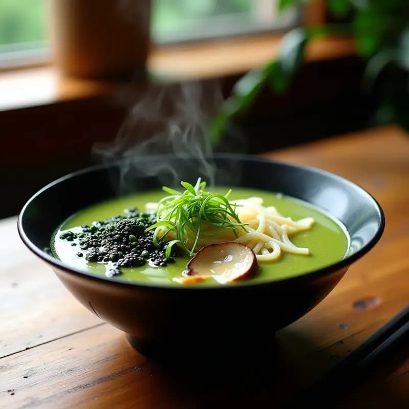 Ramen de Misozu con Caldo de Hongos y Espirulina: Sopa Japonesa Vegana y Detox en 20 Minutos