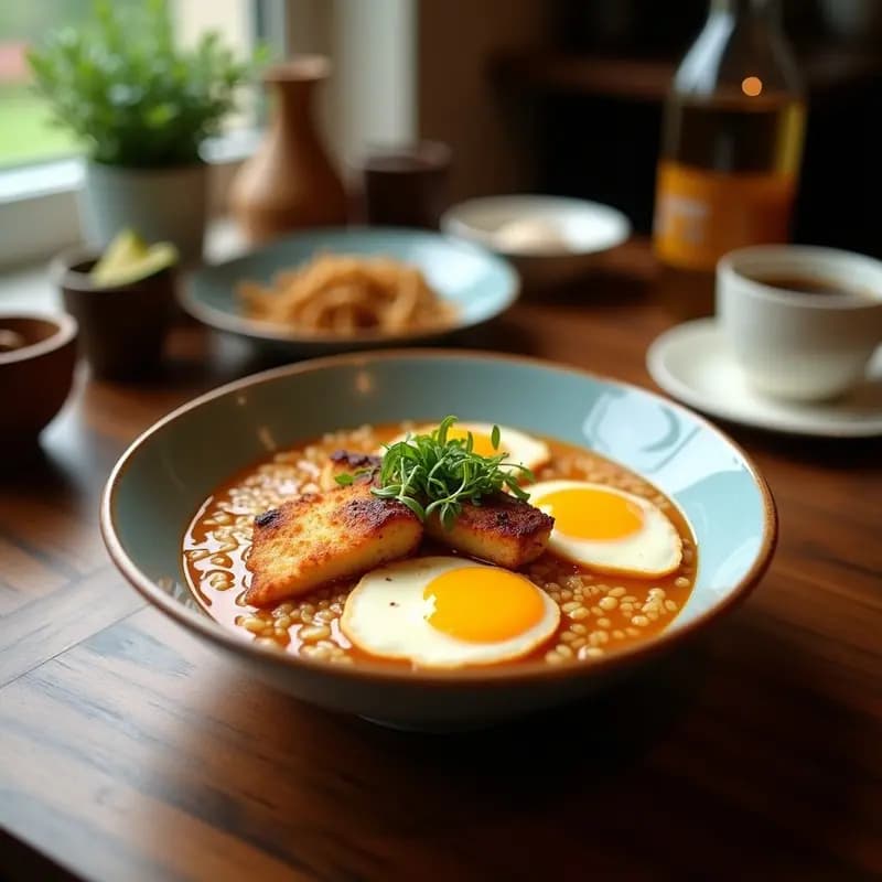 Ramen de Misra Katsu con Huevo Marinado: Receta Japonesa de Inspiración India
