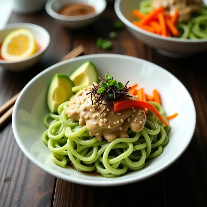 Ramen de Fideos de Pepino con Salsa de Sésamo y Aguacate: Receta Cruda Vegana