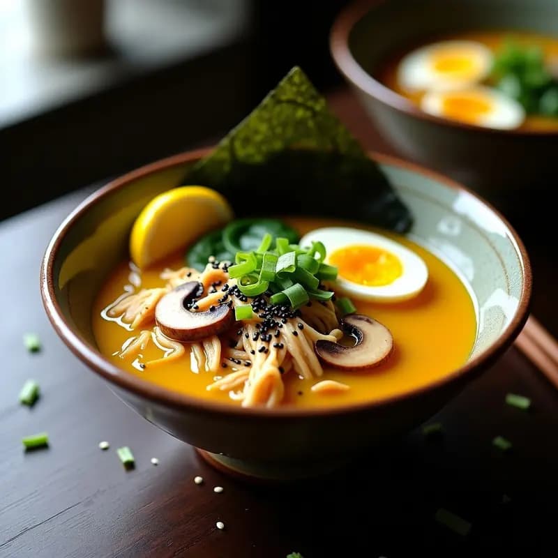 Ramen de Pollo con Caldo de Cúrcuma y Jengibre: Receta Japonesa Alta en Proteína y Antinflamatoria