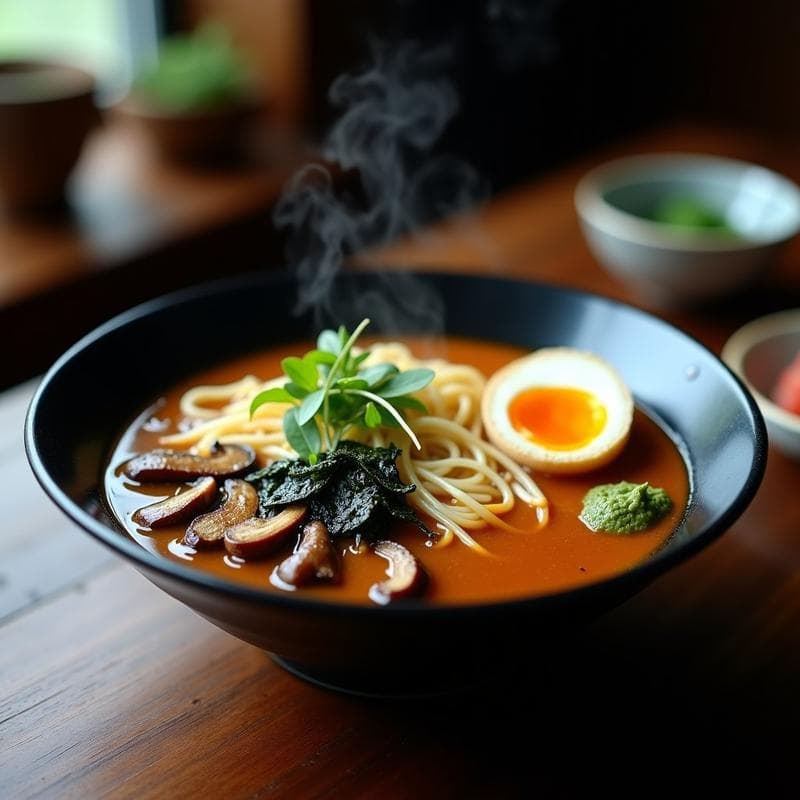 Ramen de Pollo y Champiñones con Huevos Marinados: Receta Japonesa en Olla Lenta