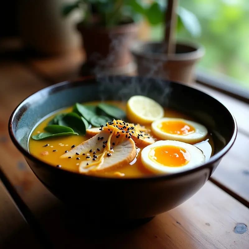 Ramen de Pollo y Cúrcuma: Sopa Japonesa Antiinflamatoria en Olla Exprés