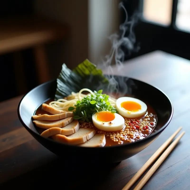 Ramen de Pollo y Hongos Enoki con Huevo Marcado: Receta Japonesa en 30 Minutos