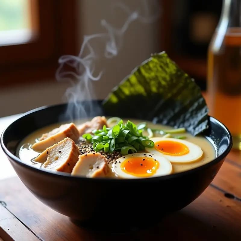 Ramen de Pollo y Hongos Shimeji: Receta Japonesa en Olla Rápida con Caldo Crema
