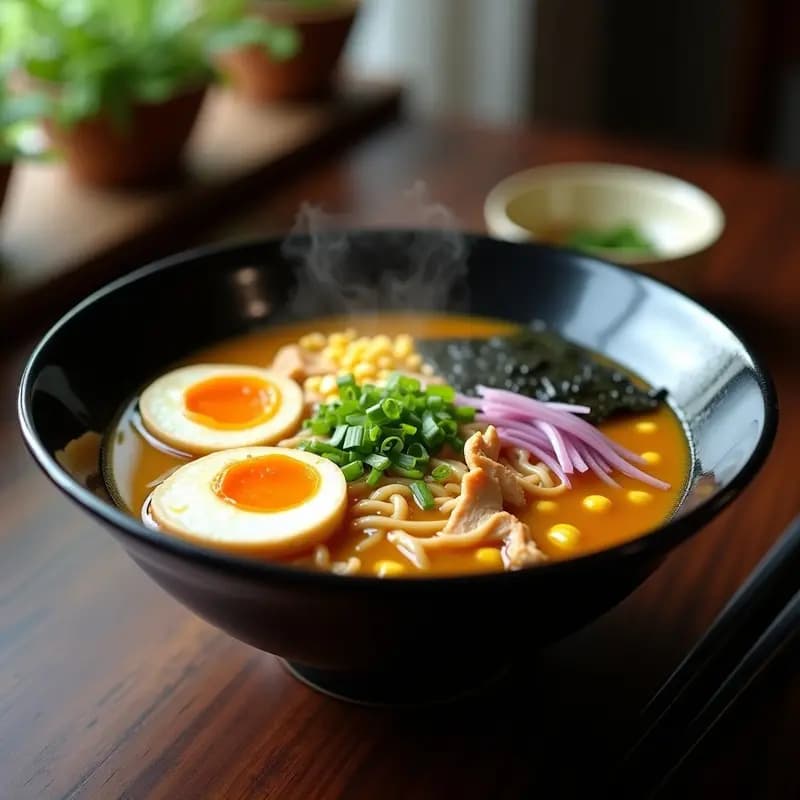 Ramen de Pollo con Huevo Ajitsuke y Maíz Dulce: Receta Japonesa Casera y Económica