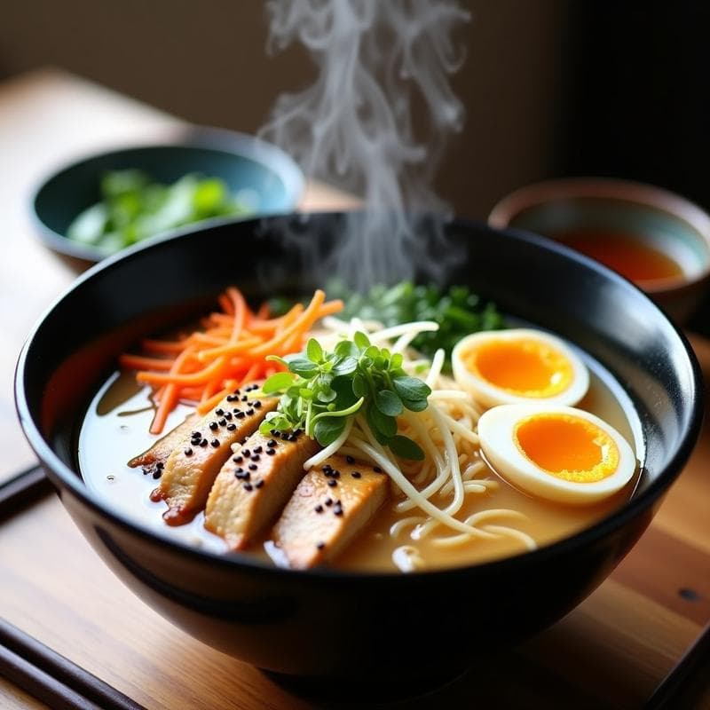 Ramen de Pollo y Huevo Marinado con Caldo de Miso Blanco: Receta Japonesa Reconfortante