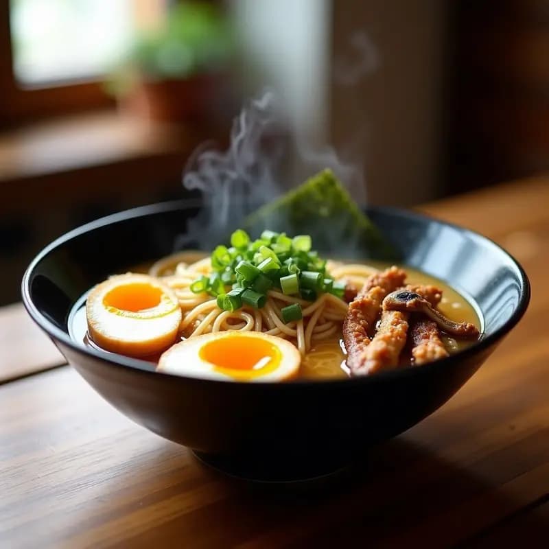Ramen Japonés de Pollo y Huevo Marinado con Fideos de Trigo Integral: Receta Casera en 30 Minutos