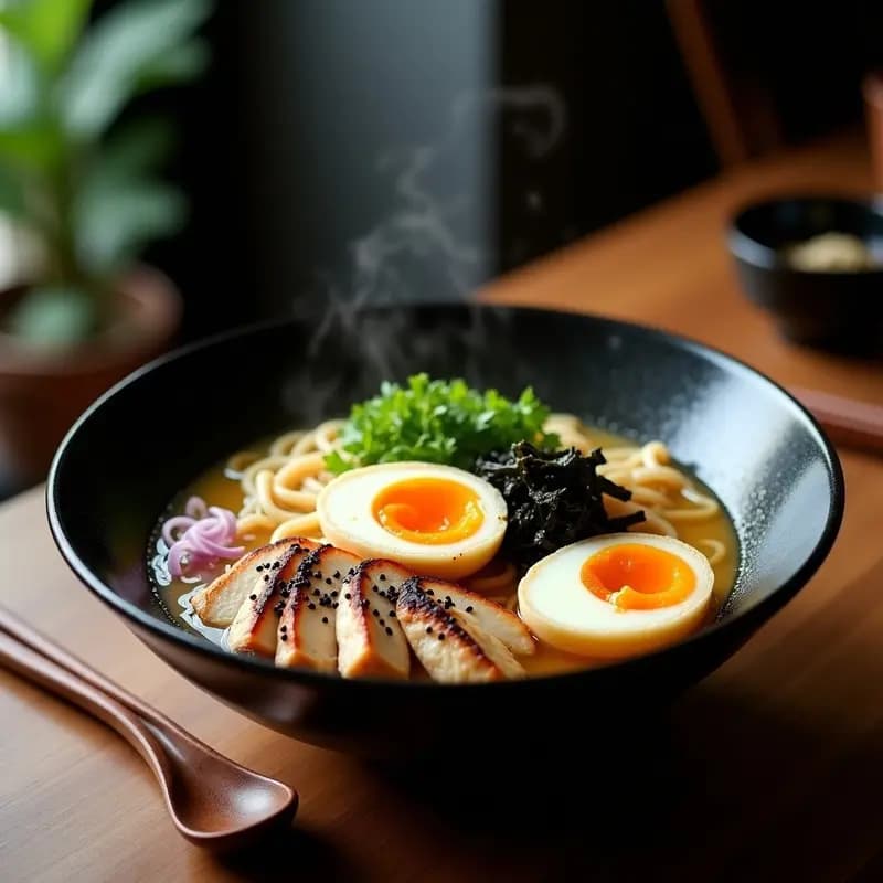 Ramen de Pollo y Huevos Marinados con Fideos de Konjac: Receta Japonesa Keto en 25 Minutos