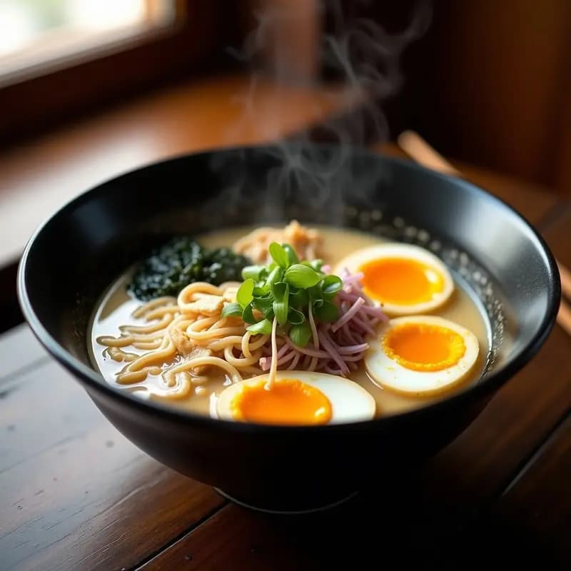 Ramen de Pollo y Huevos Marados: Receta Japonesa con Caldo Crema y Fideos