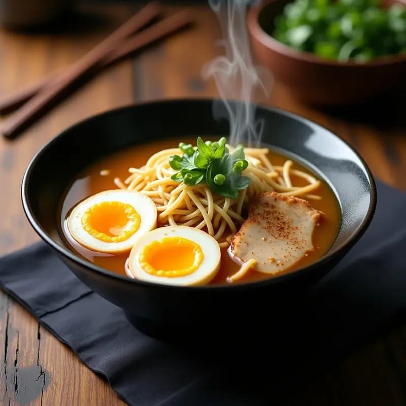 Ramen de Pollo y Miscanto: Sopa Japonesa con Fideos Sin Trigo y Caldo Umami