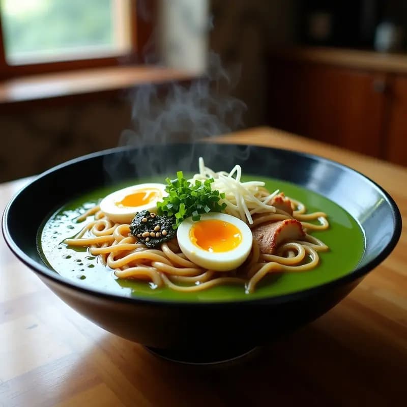 Ramen de Pollo y Misoz con Espirulina y Huevo de Codorniz: Receta Japonesa Alta en Hierro