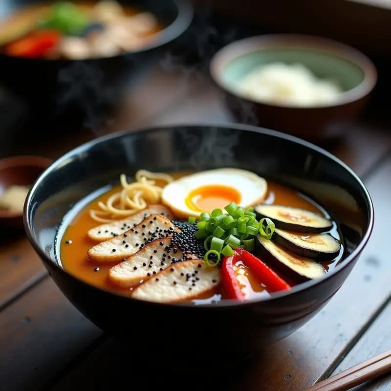 Ramen de Pollo y Misó con Verduras Asadas: Receta Japonesa en Olla Exprés y Baja en Calorías