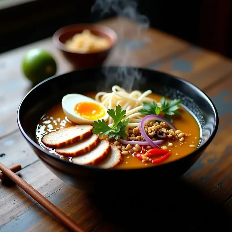 Ramen de Pollo al Gusto Tailandés: Receta Casera con Especias Lemongrass y Cacahuetes en 40 Minutos