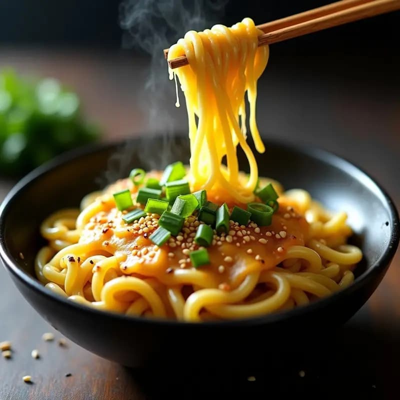 Ramen de Queso Mozzarella: Fideos de calabacín con pull apart cheese en airfryer