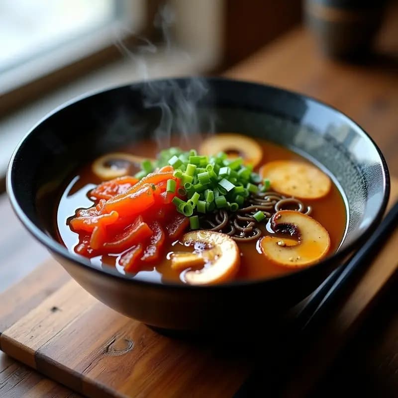 Ramen de Hongo Shiitake y Kimchi Vegano: Sopa Japonesa Picante y Detox