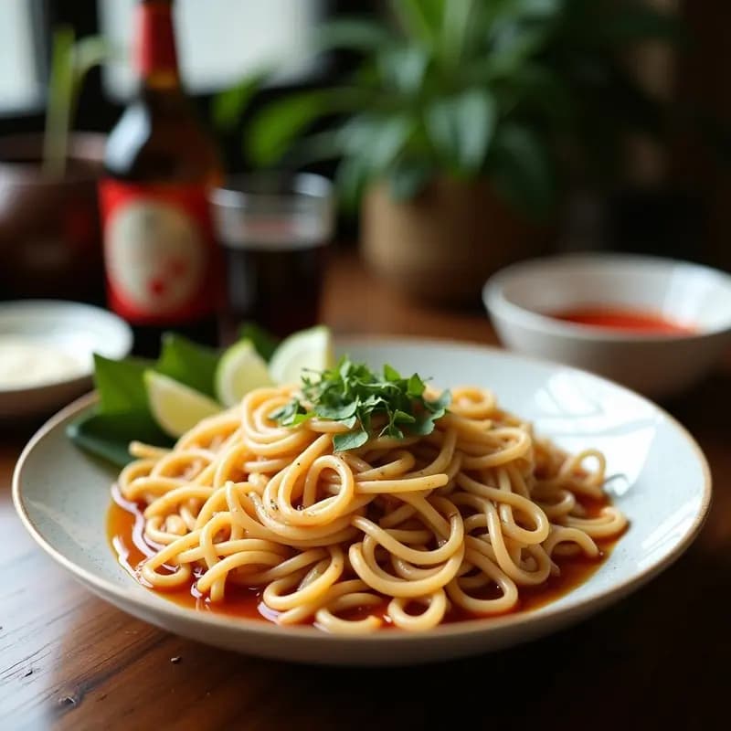 Ramen Thai de Pollo y Coco con Fideos de Arroz: Receta de Inspiración Asia Sudoriental