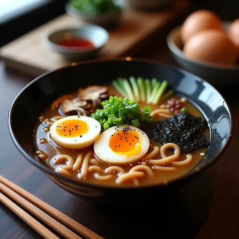 Ramen de Fideos de Trigo Sarraceno con Huevos Marinado y Nori: Receta Japonesa Low Carb