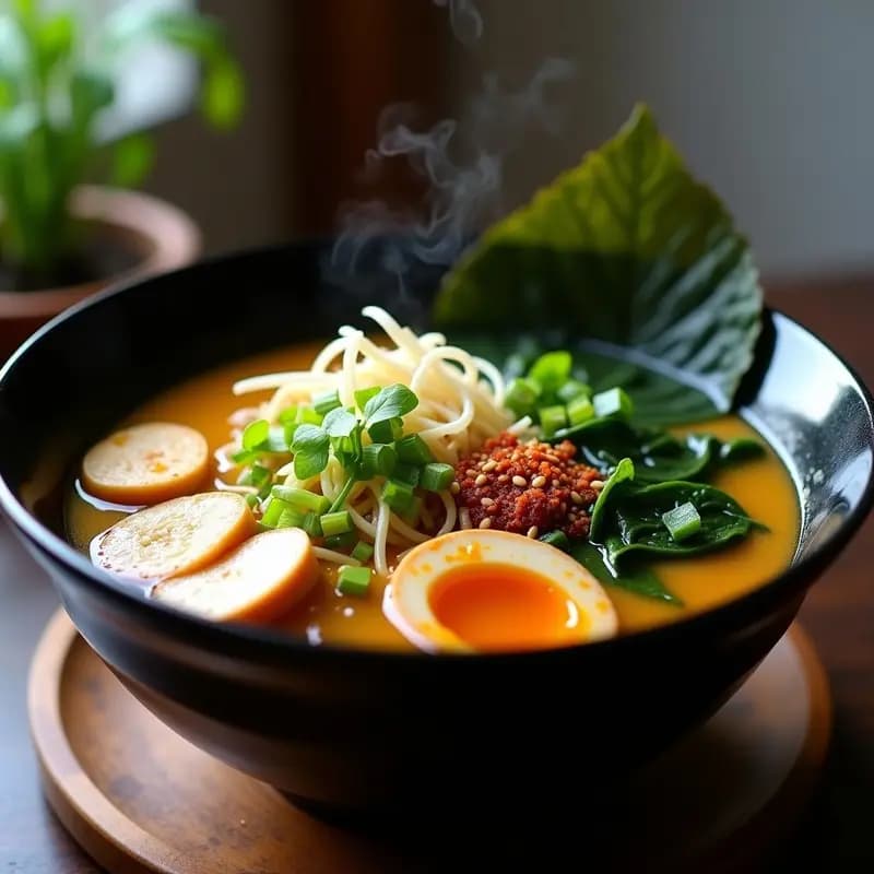 Ramen Vegano con Caldo de Shitake y Espinacas: Receta Japonesa Sin Gluten y Alta en Proteína
