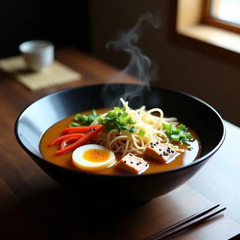 Ramen Japonés Vegano con Caldo de Miso y Hongos Shiitake: Receta Reconfortante en Olla Rápida