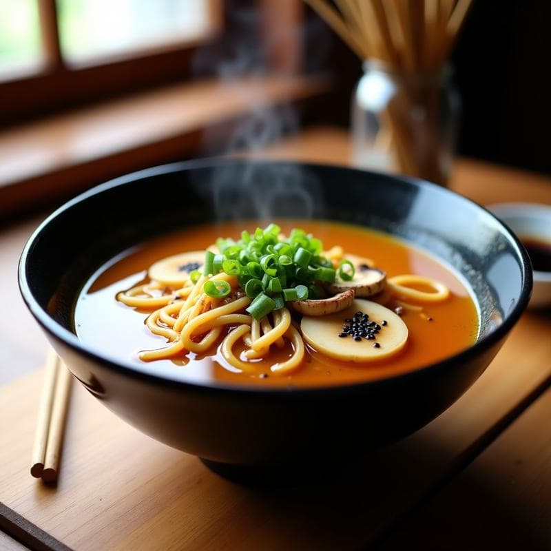 Ramen Vegano de Miso con Hongos Shiitake y Bambú: Receta Japonesa en Thermomix con Caldo Umami