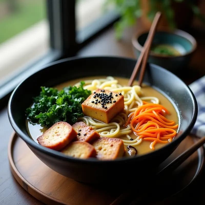 Ramen Vegano de Miso con Tofu y Vegetales: Receta Japonesa Reconfortante y Sin Gluten