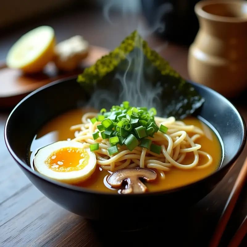 Ramen Japonés de Caldo de Misua y Hongos: Sopa Vegana y Baja en Calorías en 15 Minutos