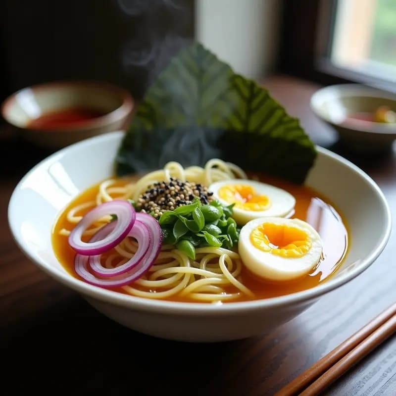 Ramen de Zucchini y Huevo Escabechado con Brotes de Soja: Receta Japonesa Sin Lácteos