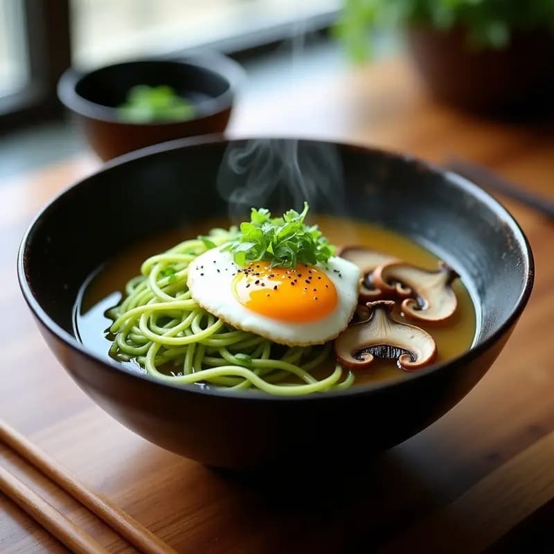Ramen de Fideos de Zucchini con Huevo Poché y Hongos: Receta Japonesa Baja en Carbohidratos