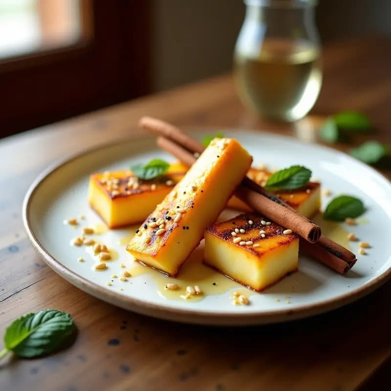 Ramita de Canela y Queso Halloumi a la Parrilla: Aperitivo Chipriota Crujiente y Salado