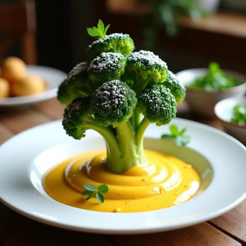 Ramos de Brócoli al Curry con Queso de Anacardos: Receta Vegana en Airfryer que Parece un Árbol