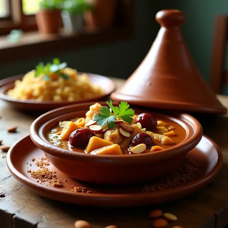 Ras el Hanout de Pollo con Ciruelas y Almendras: Estofado Marroquí Aromático y Dulce