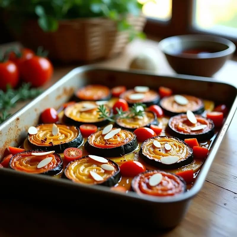Ratatoille de Berenjena y Calabacín al Horno: Receta Francesa Vegana y Sin Gluten