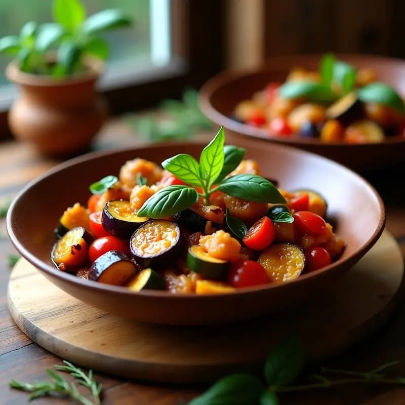 Ratatouille con Aubergine y Calabacín: Receta Francesa Vegana en Olla Express