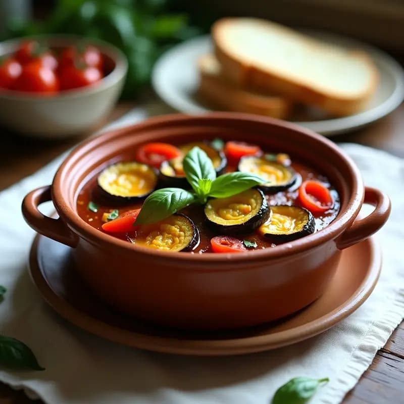 Ratatouille con Toque de Azafrán: Guiso Francés de Verduras en Olla de Barro