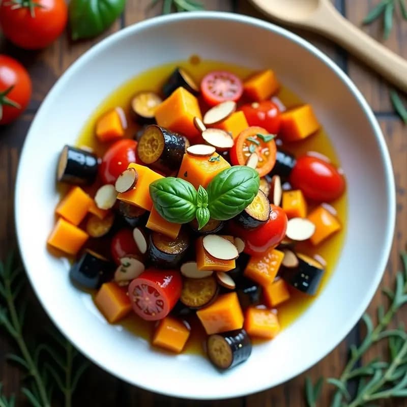 Ratatouille de Berenjena y Calabaza: Receta Francesa Vegana y Sin Cocción en Thermomix