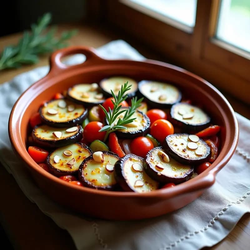 Ratatouille con Berenjena Asada y Queso de Cabra: Receta Provenzal Sin Lácteos en Horno