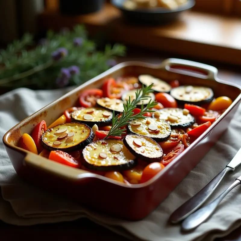 Ratatouille con Berenjena Asada y Queso de Oveja: Plato Francés Tradicional en Horno